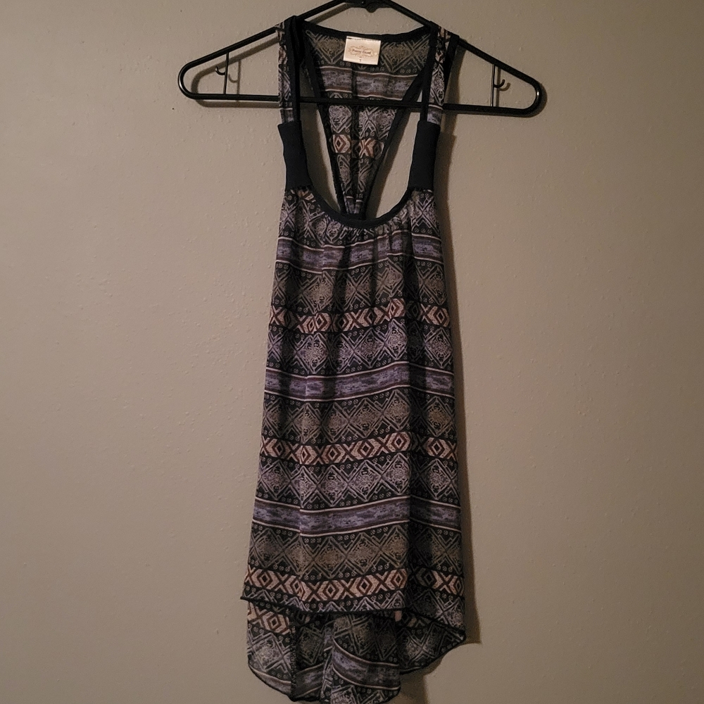 Printed Semi Sheer Racerback Tank